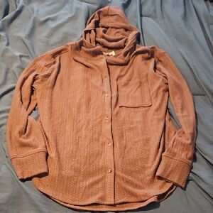 BKE Textured Brown Knit Top